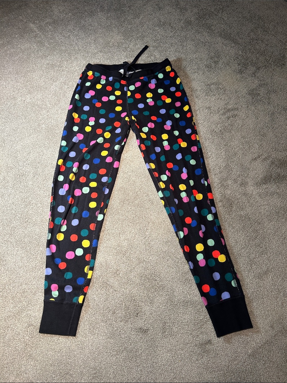 Hanna Andersson Black Pajama Joggers with Multicolor Polka Dots